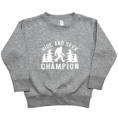 Hide and Seek Sasquatch Toddler Crew Neck Sweatshirt - Muddy Boots Clothing - Crew Neck Sweatshirt