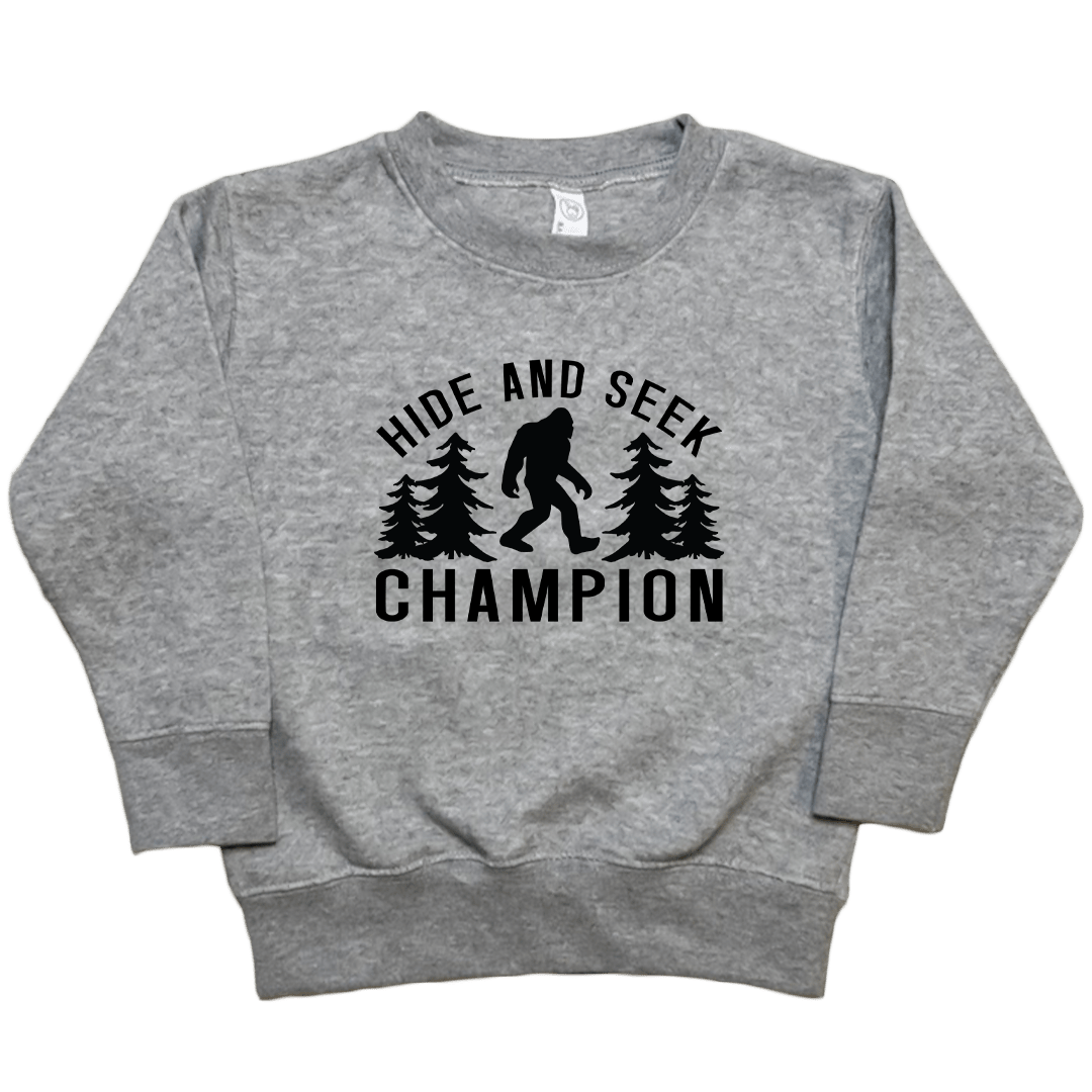Hide and Seek Sasquatch Toddler Crew Neck Sweatshirt - Muddy Boots Clothing - Crew Neck Sweatshirt