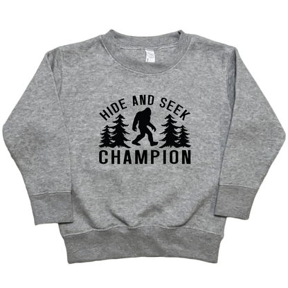 Hide and Seek Sasquatch Toddler Crew Neck Sweatshirt - Muddy Boots Clothing - Crew Neck Sweatshirt