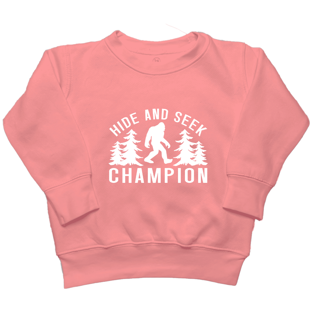 Hide and Seek Sasquatch Toddler Crew Neck Sweatshirt - Muddy Boots Clothing - Crew Neck Sweatshirt