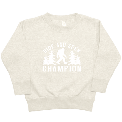 Hide and Seek Sasquatch Toddler Crew Neck Sweatshirt - Muddy Boots Clothing - Crew Neck Sweatshirt