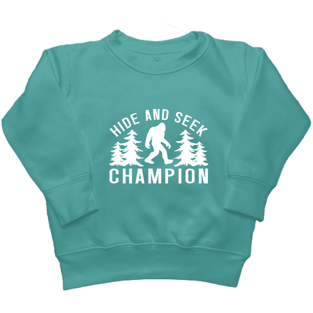 Hide and Seek Sasquatch Toddler Crew Neck Sweatshirt - Muddy Boots Clothing - Crew Neck Sweatshirt