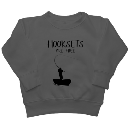 Hooksets Are Free Kids Crew Neck Sweatshirt - Muddy Boots Clothing - Crew Neck Sweatshirt