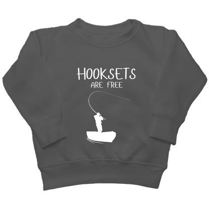 Hooksets Are Free Kids Crew Neck Sweatshirt - Muddy Boots Clothing - Crew Neck Sweatshirt