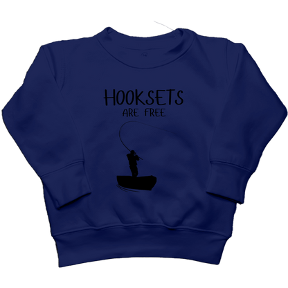 Hooksets Are Free Kids Crew Neck Sweatshirt - Muddy Boots Clothing - Crew Neck Sweatshirt