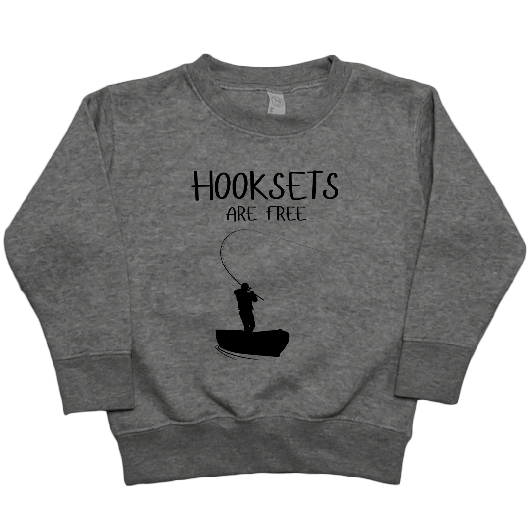 Hooksets Are Free Toddler Crew Neck Sweatshirt - Muddy Boots Clothing - Crew Neck Sweatshirt