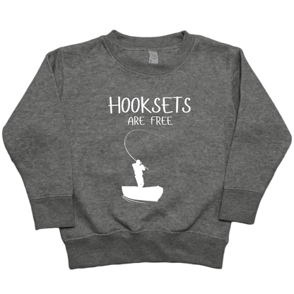 Hooksets Are Free Toddler Crew Neck Sweatshirt - Muddy Boots Clothing - Crew Neck Sweatshirt