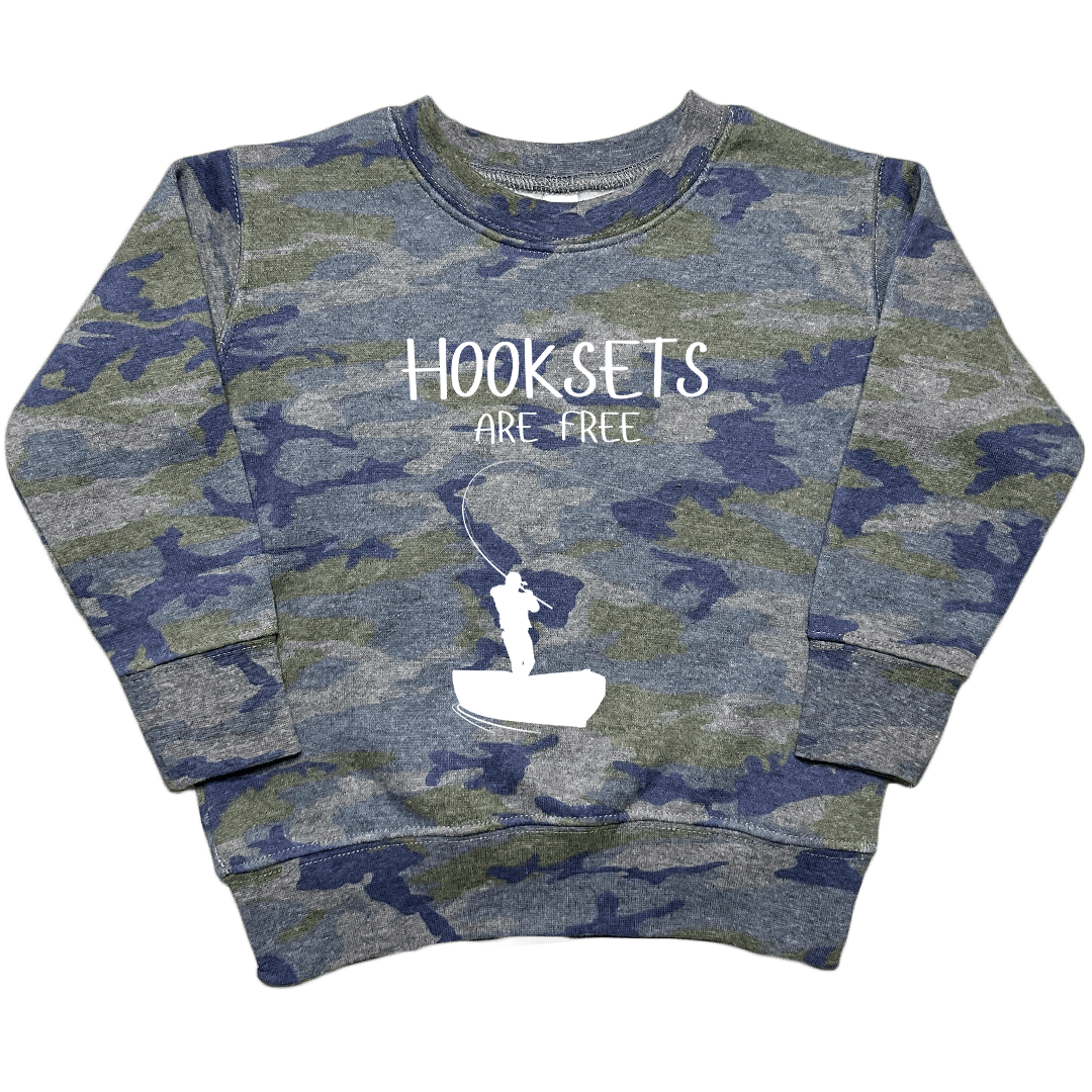 Hooksets Are Free Toddler Crew Neck Sweatshirt - Muddy Boots Clothing - Crew Neck Sweatshirt