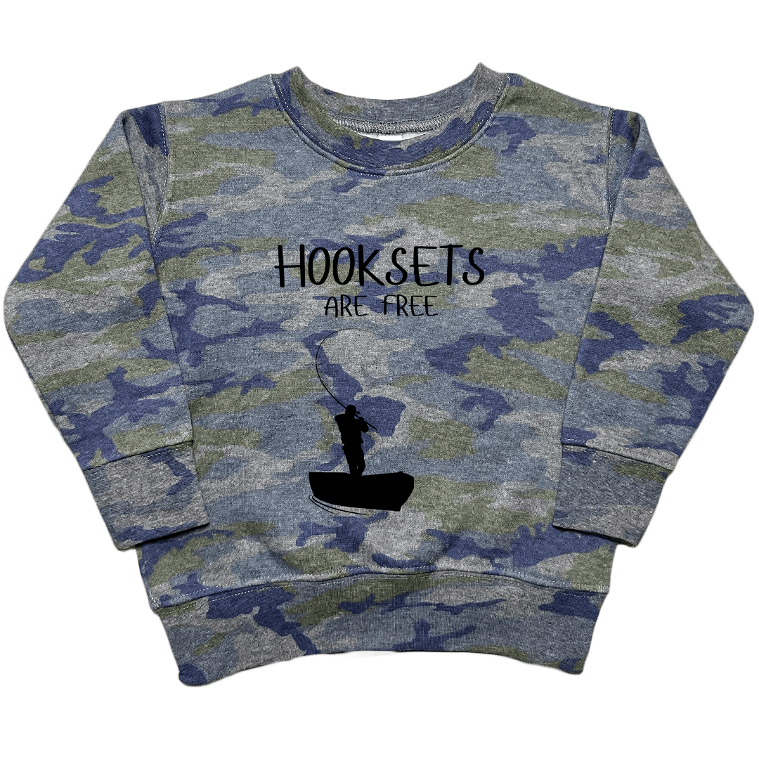 Hooksets Are Free Toddler Crew Neck Sweatshirt - Muddy Boots Clothing - Crew Neck Sweatshirt