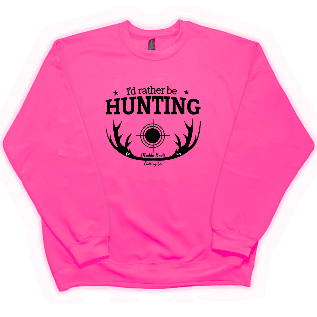 I'd Rather Be Hunting Adult Crew Neck Sweatshirt - Muddy Boots Clothing - Crew Neck Sweatshirt