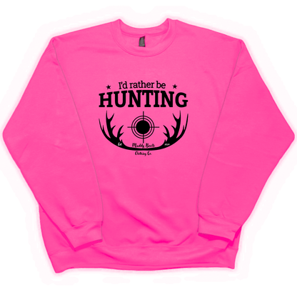 I'd Rather Be Hunting Adult Crew Neck Sweatshirt - Muddy Boots Clothing - Crew Neck Sweatshirt