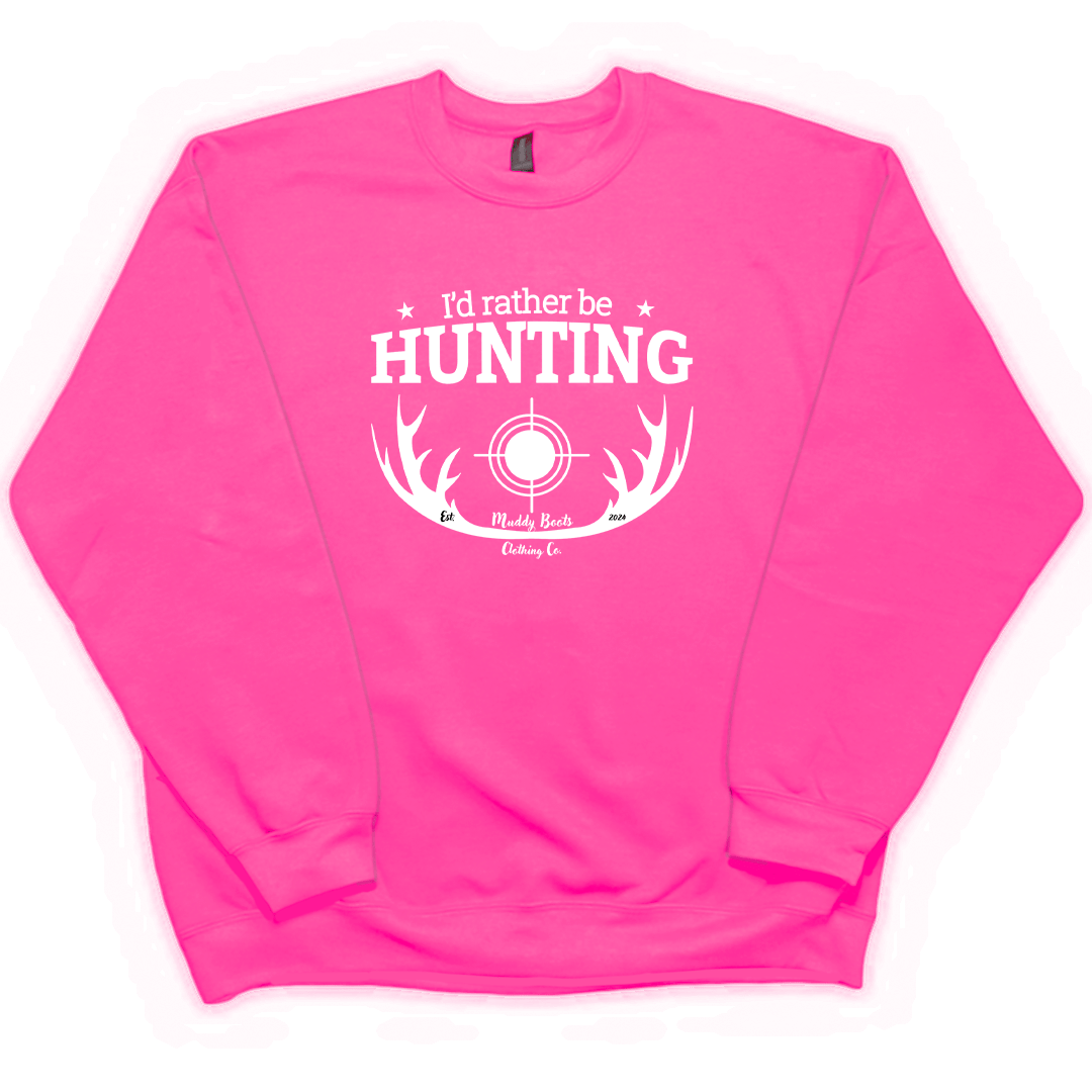 I'd Rather Be Hunting Adult Crew Neck Sweatshirt - Muddy Boots Clothing - Crew Neck Sweatshirt