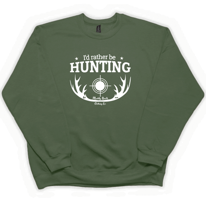I'd Rather Be Hunting Adult Crew Neck Sweatshirt - Muddy Boots Clothing - Crew Neck Sweatshirt