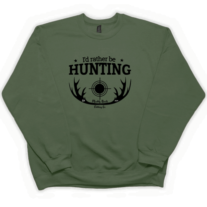 I'd Rather Be Hunting Adult Crew Neck Sweatshirt - Muddy Boots Clothing - Crew Neck Sweatshirt