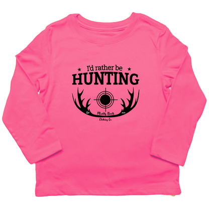 I'd Rather Be Hunting Kids Long Sleeve Tee - Muddy Boots Clothing - Long Sleeve Tee