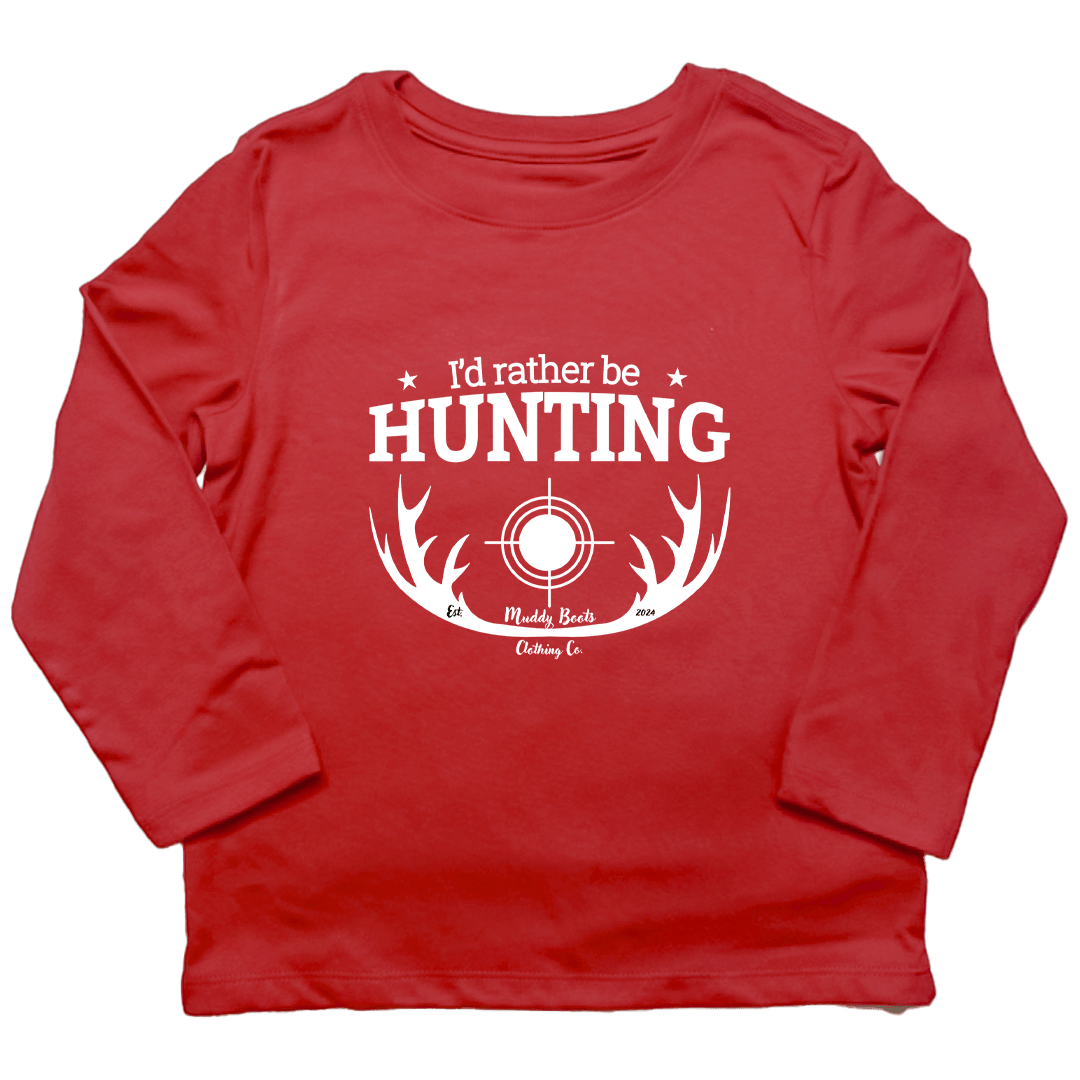 I'd Rather Be Hunting Toddler Long Sleeve Tee - Muddy Boots Clothing - Long Sleeve Tee
