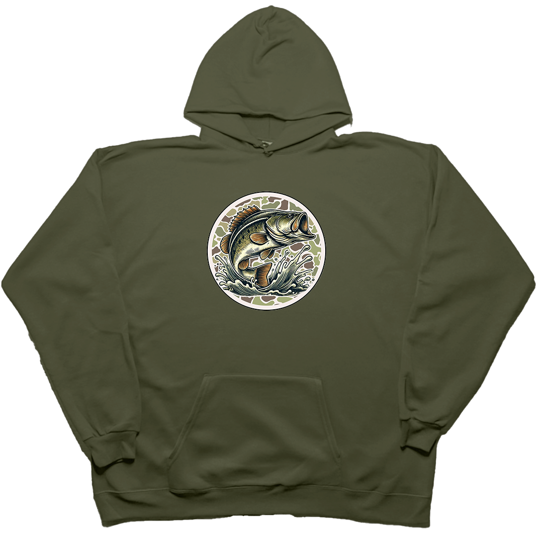 Jumping Bass Adult Hoodie - Muddy Boots Clothing - Hoodie