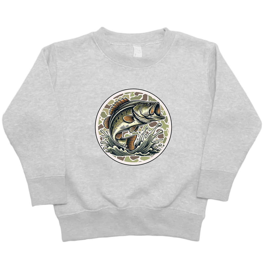 Jumping Bass Kids Crew Neck Sweatshirt - Muddy Boots Clothing - Crew Neck Sweatshirt