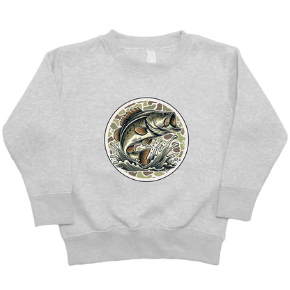 Jumping Bass Kids Crew Neck Sweatshirt - Muddy Boots Clothing - Crew Neck Sweatshirt
