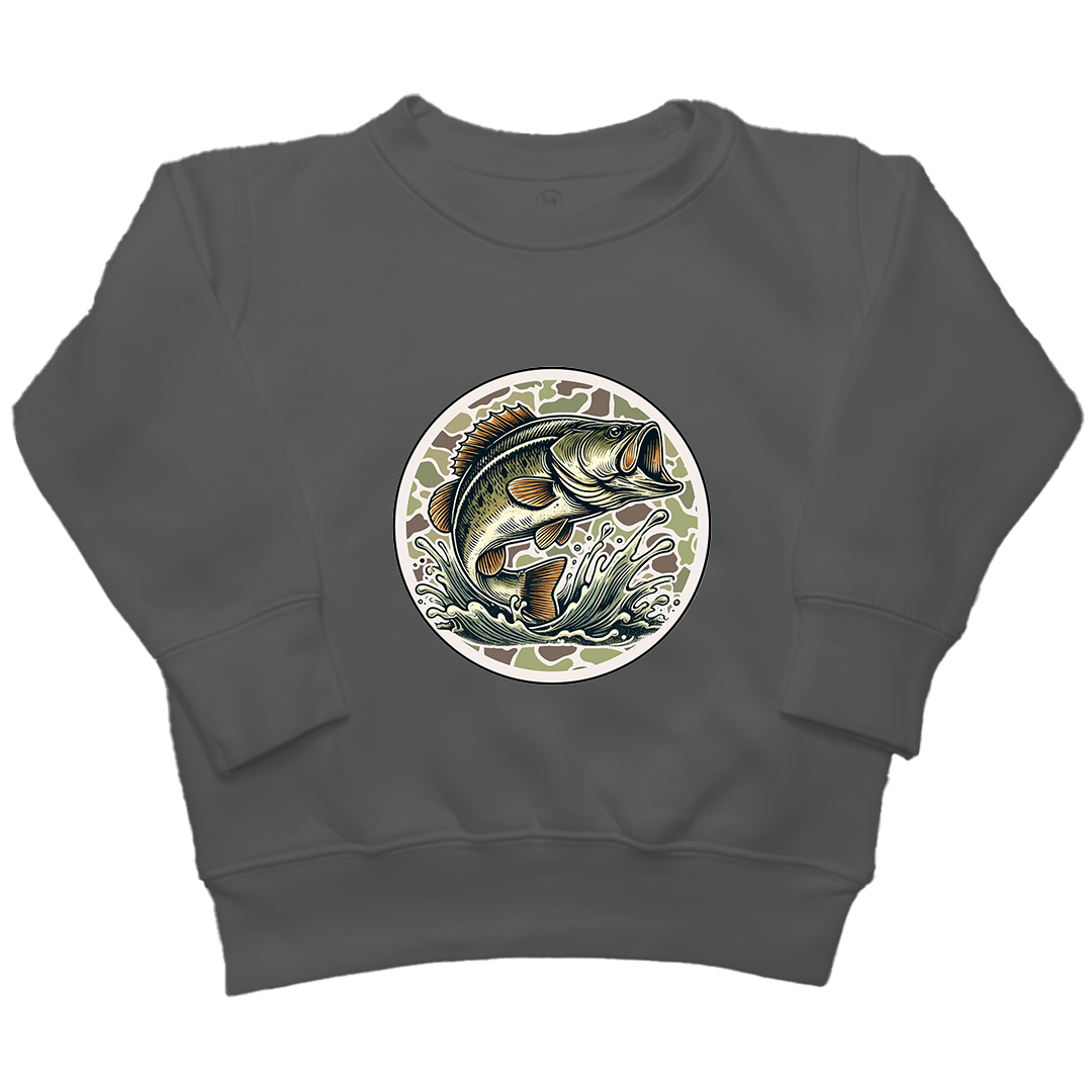 Jumping Bass Kids Crew Neck Sweatshirt - Muddy Boots Clothing - Crew Neck Sweatshirt