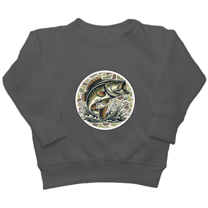 Jumping Bass Kids Crew Neck Sweatshirt - Muddy Boots Clothing - Crew Neck Sweatshirt