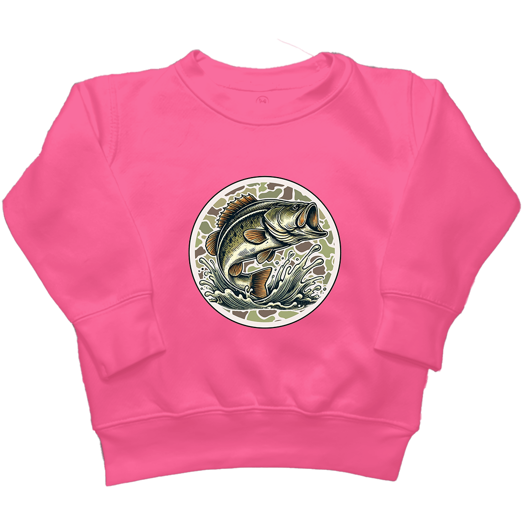 Jumping Bass Kids Crew Neck Sweatshirt - Muddy Boots Clothing - Crew Neck Sweatshirt