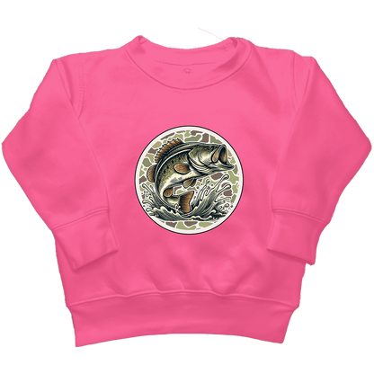 Jumping Bass Kids Crew Neck Sweatshirt - Muddy Boots Clothing - Crew Neck Sweatshirt