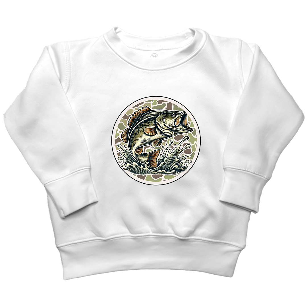 Jumping Bass Kids Crew Neck Sweatshirt - Muddy Boots Clothing - Crew Neck Sweatshirt