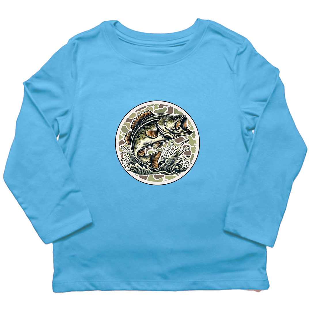 Jumping Bass Kids Long Sleeve Tee - Muddy Boots Clothing - Long Sleeve Tee