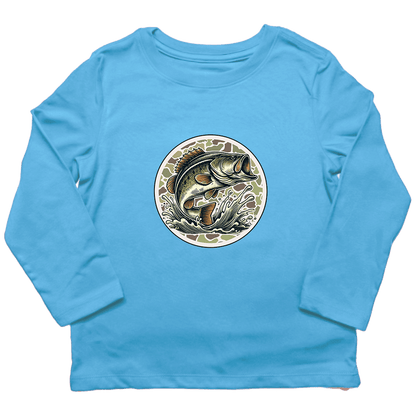 Jumping Bass Kids Long Sleeve Tee - Muddy Boots Clothing - Long Sleeve Tee