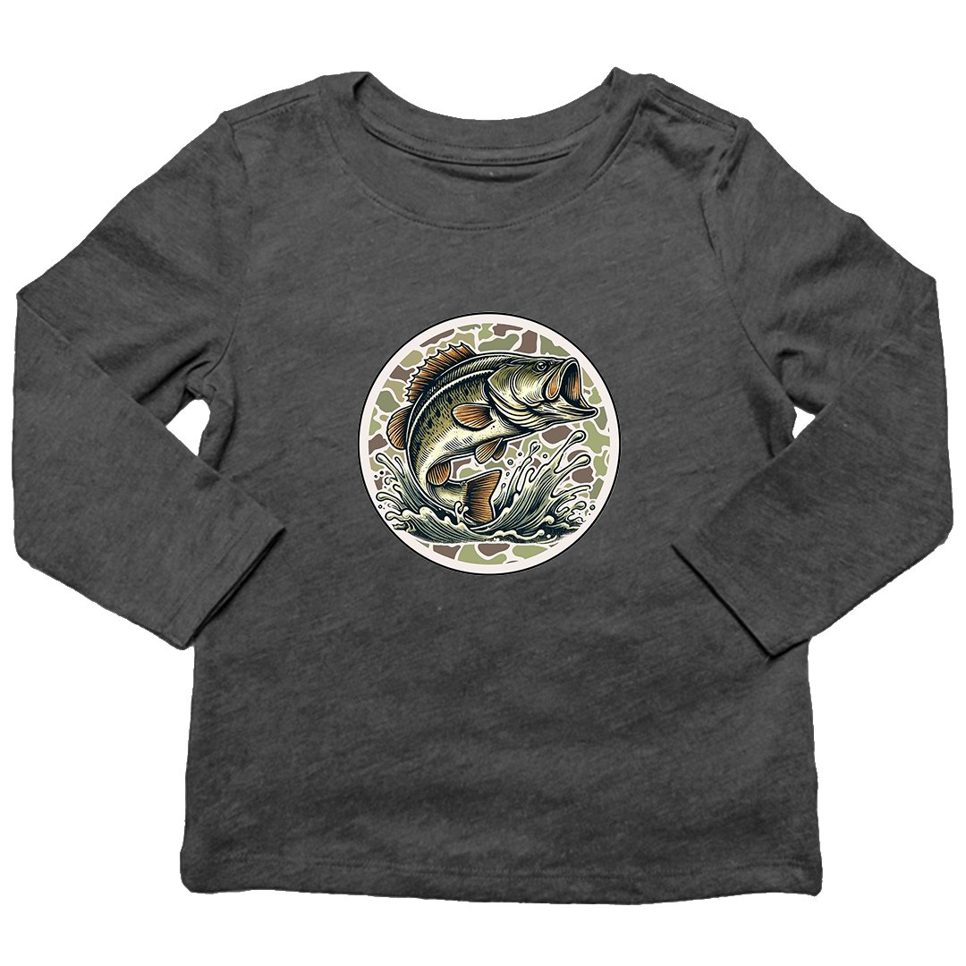 Jumping Bass Kids Long Sleeve Tee - Muddy Boots Clothing - Long Sleeve Tee