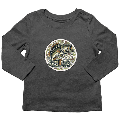 Jumping Bass Kids Long Sleeve Tee - Muddy Boots Clothing - Long Sleeve Tee