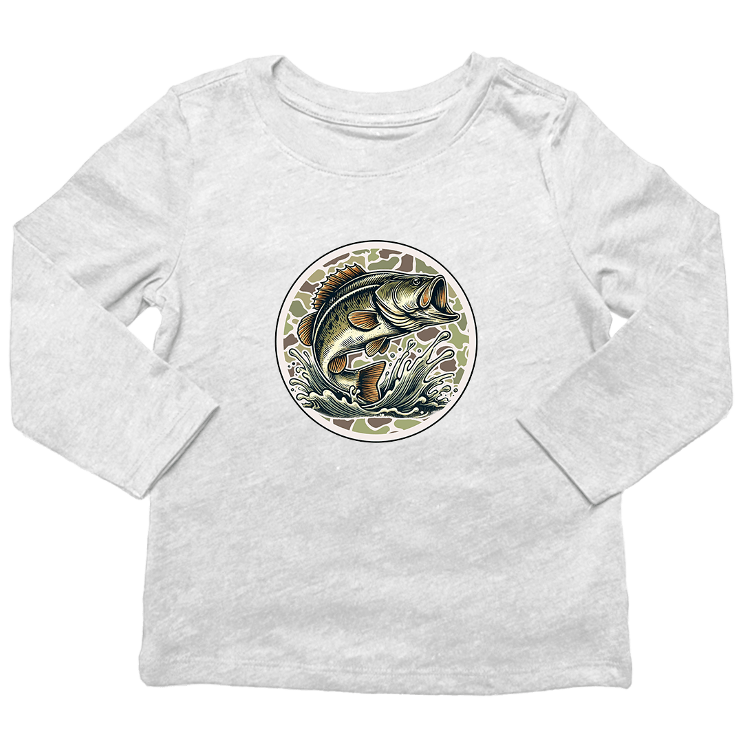 Jumping Bass Kids Long Sleeve Tee - Muddy Boots Clothing - Long Sleeve Tee