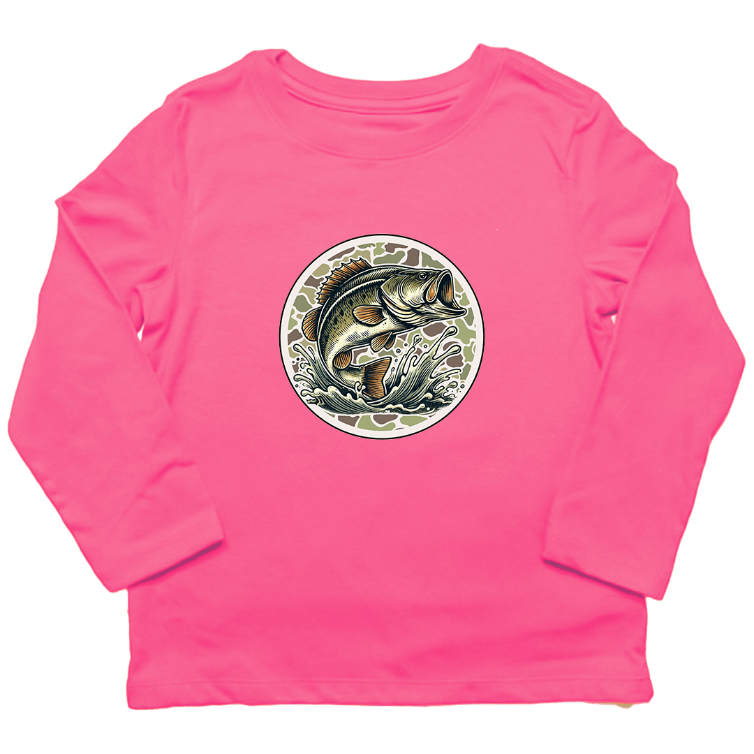 Jumping Bass Kids Long Sleeve Tee - Muddy Boots Clothing - Long Sleeve Tee