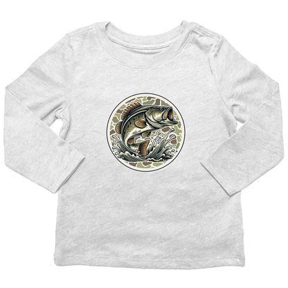 Jumping Bass Toddler Long Sleeve Tee - Muddy Boots Clothing - Long Sleeve Tee