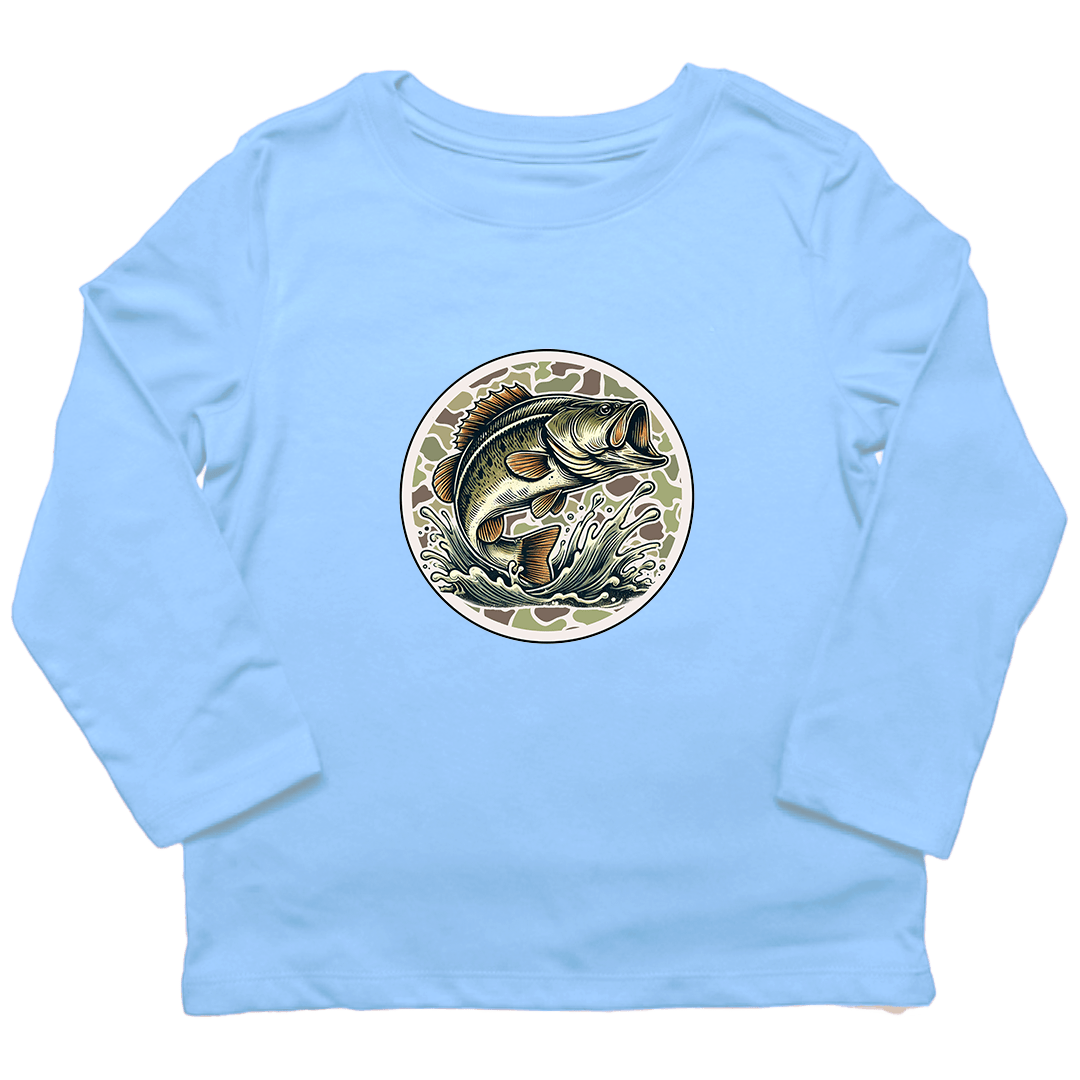 Jumping Bass Toddler Long Sleeve Tee - Muddy Boots Clothing - Long Sleeve Tee