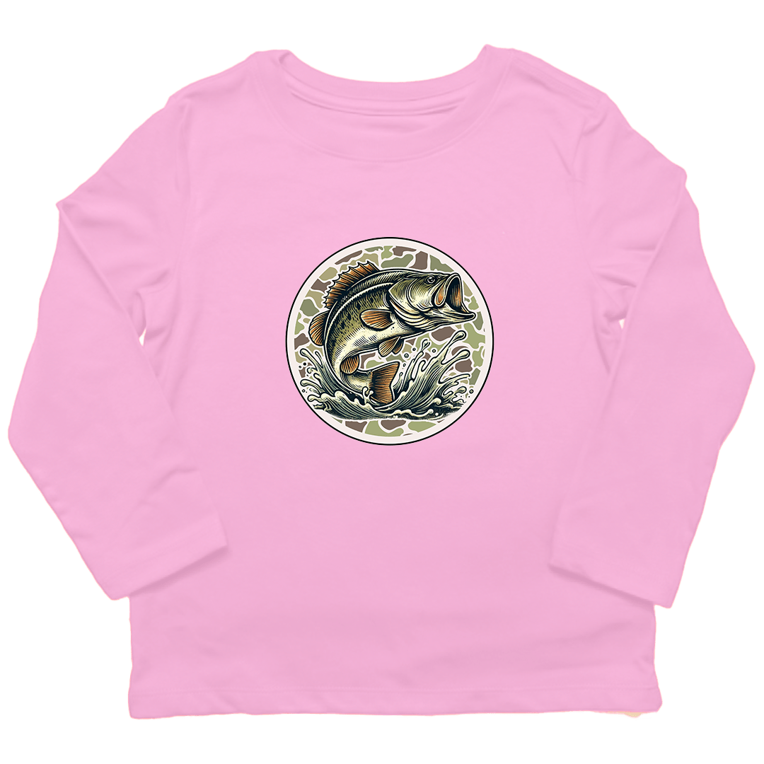 Jumping Bass Toddler Long Sleeve Tee - Muddy Boots Clothing - Long Sleeve Tee
