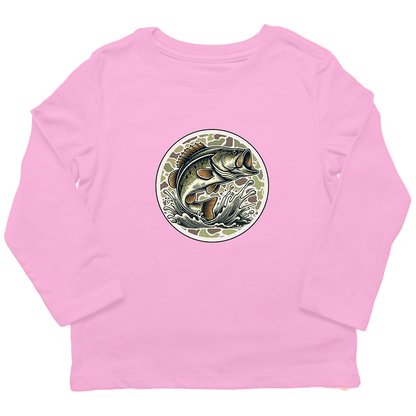 Jumping Bass Toddler Long Sleeve Tee - Muddy Boots Clothing - Long Sleeve Tee