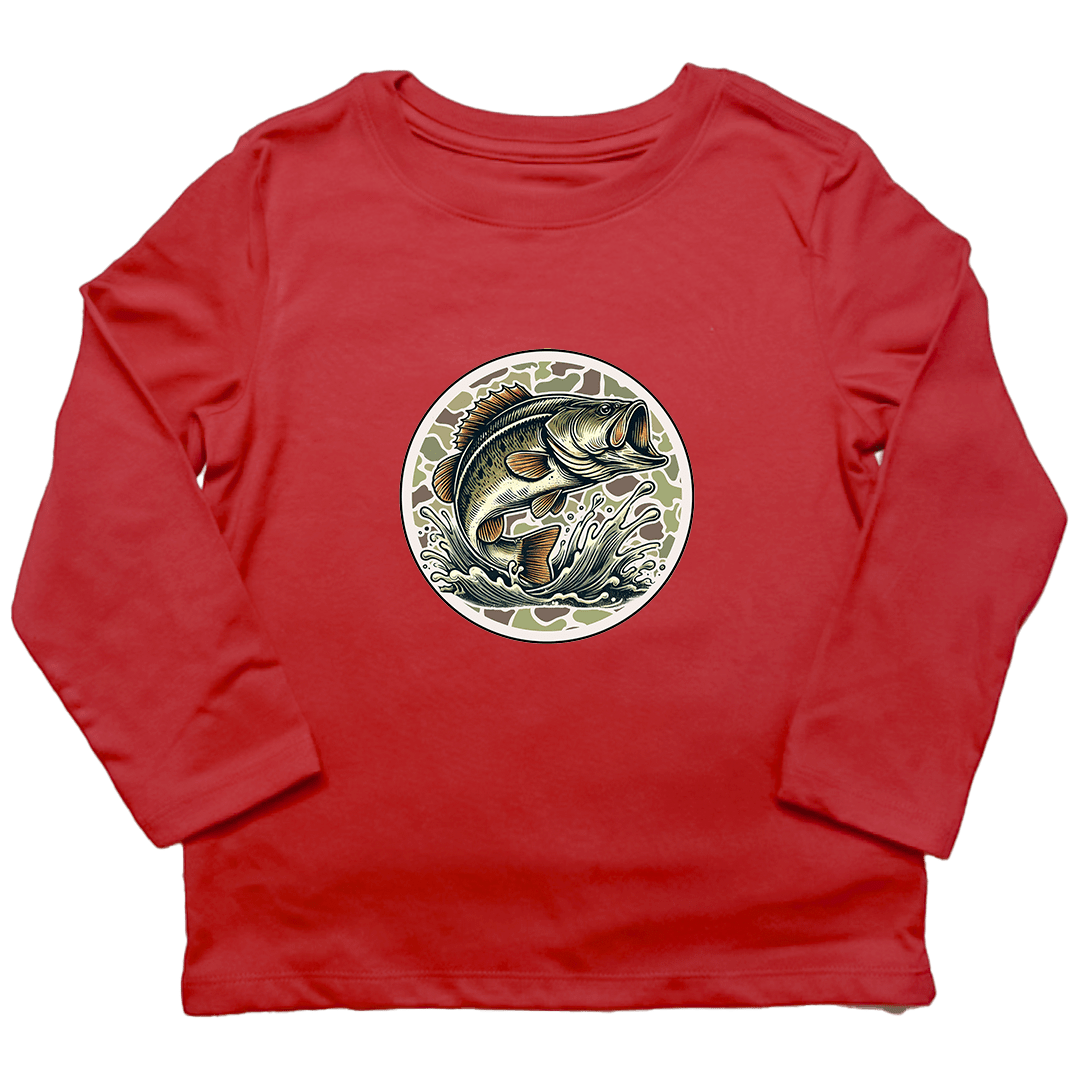 Jumping Bass Toddler Long Sleeve Tee - Muddy Boots Clothing - Long Sleeve Tee