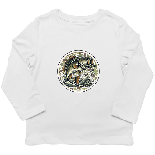 Jumping Bass Toddler Long Sleeve Tee - Muddy Boots Clothing - Long Sleeve Tee