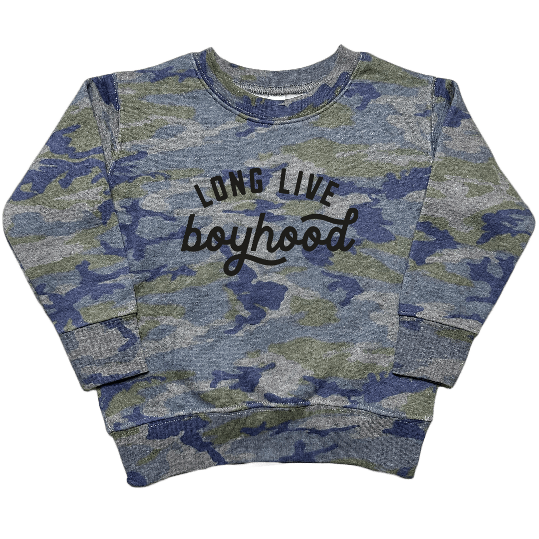 Long Live Boyhood Toddler Crew Neck Sweatshirt - Muddy Boots Clothing - Crew Neck Sweatshirt