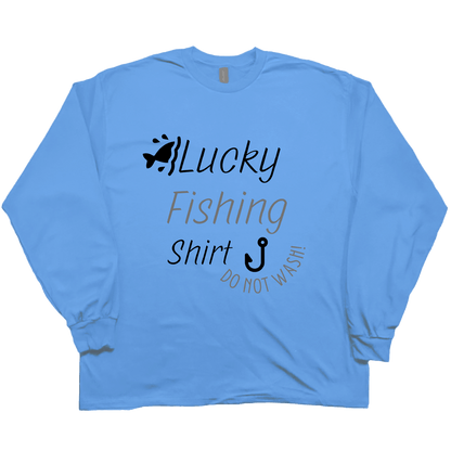 Lucky Fishing Shirt Adult Long Sleeve Tee - Muddy Boots Clothing - Long Sleeve Tee