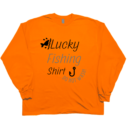 Lucky Fishing Shirt Adult Long Sleeve Tee - Muddy Boots Clothing - Long Sleeve Tee