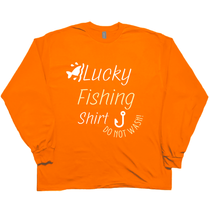 Lucky Fishing Shirt Adult Long Sleeve Tee - Muddy Boots Clothing - Long Sleeve Tee