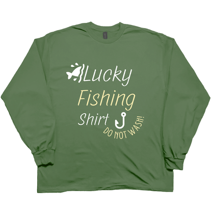 Lucky Fishing Shirt Adult Long Sleeve Tee - Muddy Boots Clothing - Long Sleeve Tee