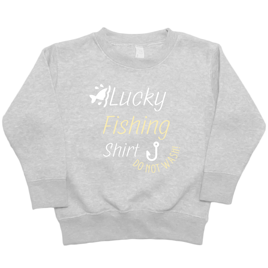 Lucky Fishing Shirt Kids Crew Neck Sweatshirt - Muddy Boots Clothing - Crew Neck Sweatshirt