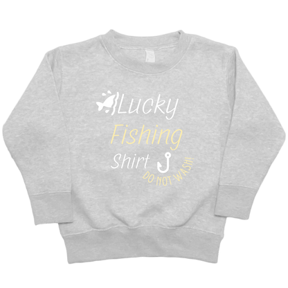 Lucky Fishing Shirt Kids Crew Neck Sweatshirt - Muddy Boots Clothing - Crew Neck Sweatshirt