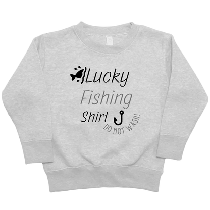Lucky Fishing Shirt Kids Crew Neck Sweatshirt - Muddy Boots Clothing - Crew Neck Sweatshirt