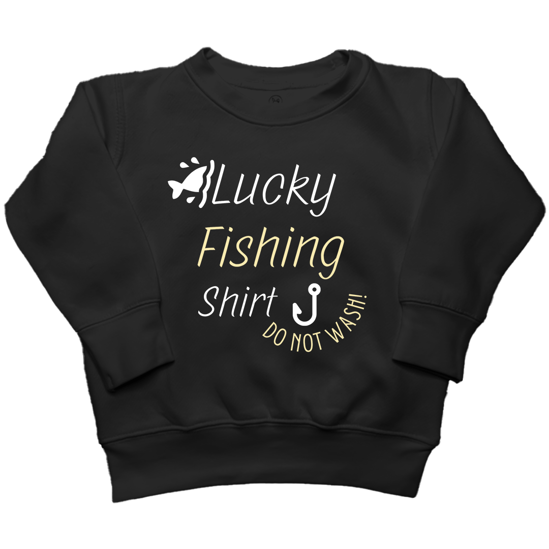 Lucky Fishing Shirt Kids Crew Neck Sweatshirt - Muddy Boots Clothing - Crew Neck Sweatshirt