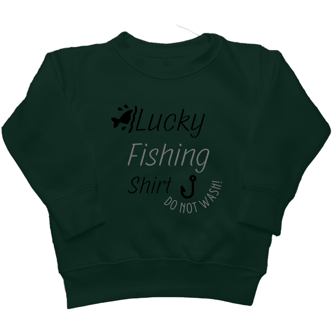 Lucky Fishing Shirt Kids Crew Neck Sweatshirt - Muddy Boots Clothing - Crew Neck Sweatshirt